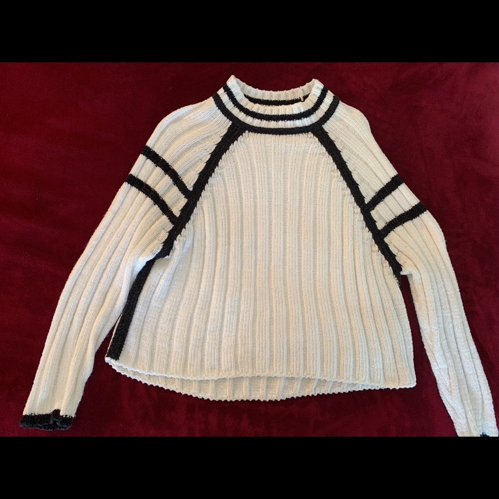 White soft John + jenn sweater with stripes